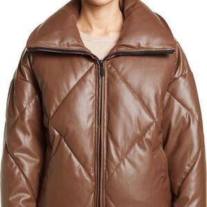 BCBG GENERATION drop shoulder short duvet puffer jacket faux fur lined